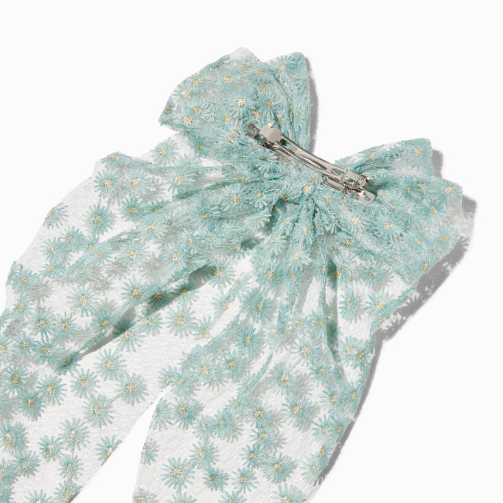 Mint Green Daisy Lace Hair Bow,