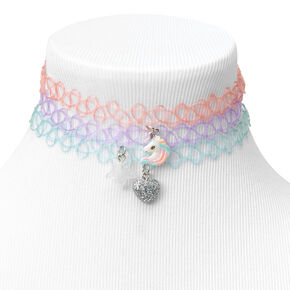 Claire&#39;s Club Glitter Charm Tattoo Choker Necklaces - 3 Pack,