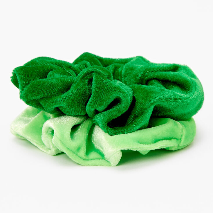 Medium Velvet Hair Scrunchies - Green, 2 Pack,