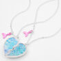 Best Friends Glitter Mermaid Split Heart Necklaces - 2 Pack,