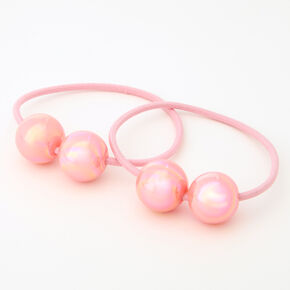 Pink Iridescent Beaded Hair Ties - 2 Pack,