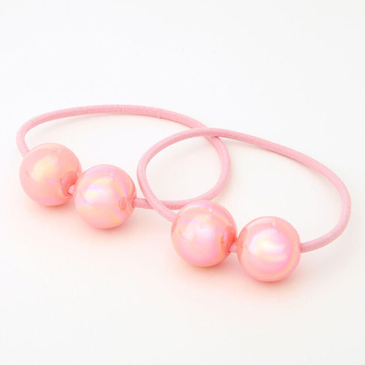 Pink Iridescent Beaded Hair Ties - 2 Pack,