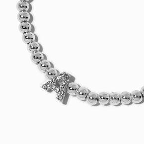Silver-tone Pav&eacute; Crystal Letter Initial Stretch Bracelet - A,