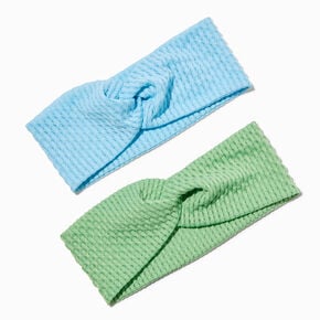 Blue &amp; Green Waffle-Weave Twisted Headwraps - 2 Pack,