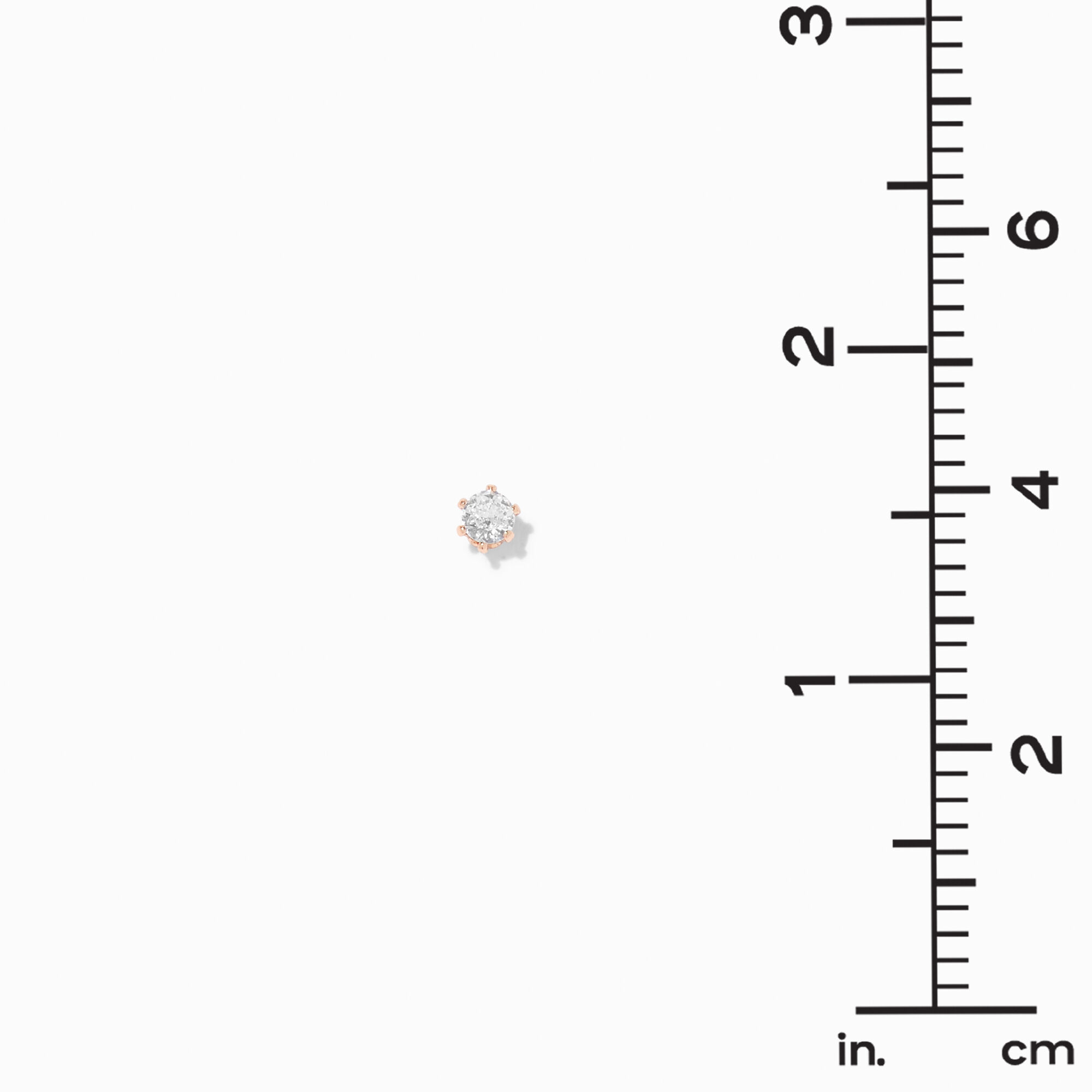 18k Gold Plated Rose Gold Cubic Zirconia 4MM Round Stud Earrings,