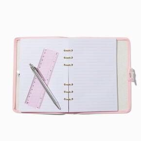 Pink Glitter Clear Spiral Notebook Set,