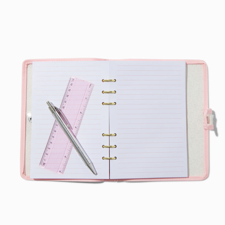 Pink Glitter Clear Spiral Notebook Set,