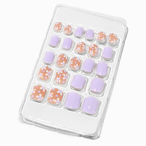 Purple Daisy Square Press On Vegan Faux Nail Set - 24 Pack,