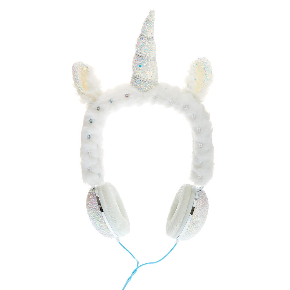 Glitter Unicorn Headphones White Claire s US