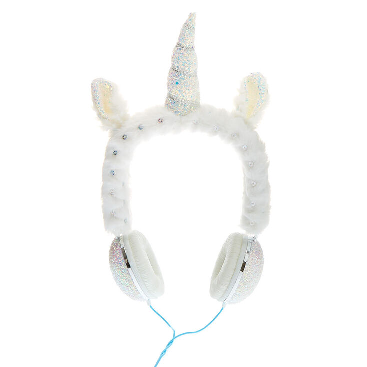 Casque audio licorne paillet&eacute; - Blanc,