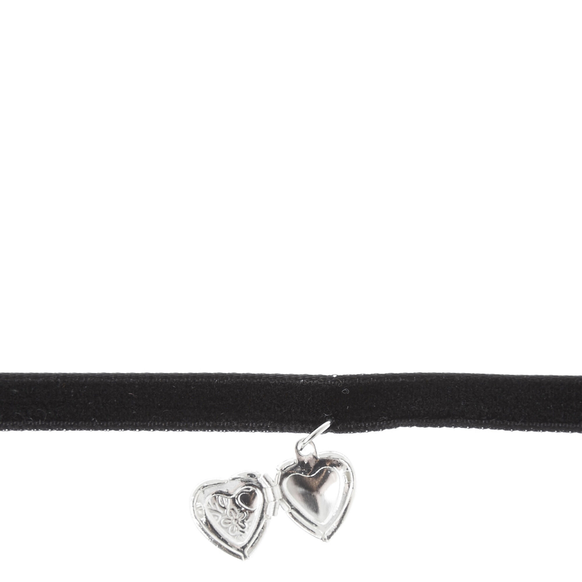 Claire's Club Heart Charm Choker Necklace - Black | Claire's US