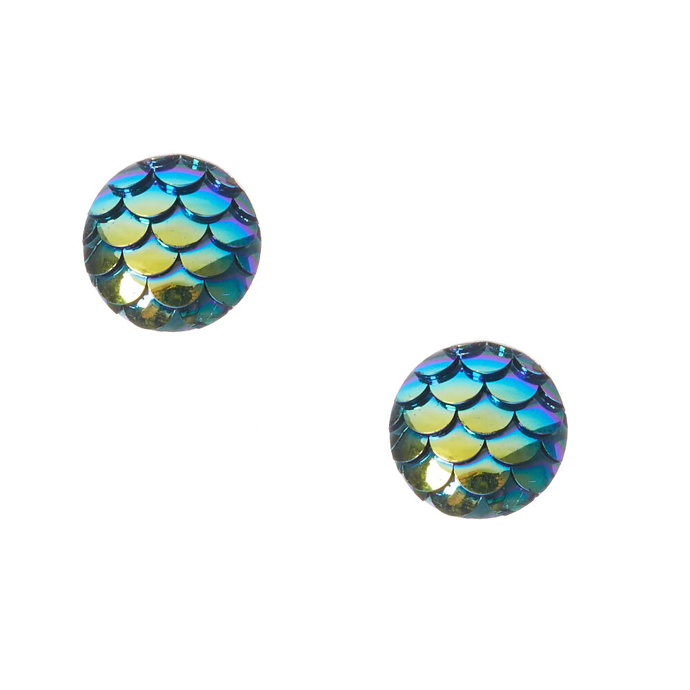 Clous d'oreilles en forme de nageoire de sirène bleue,