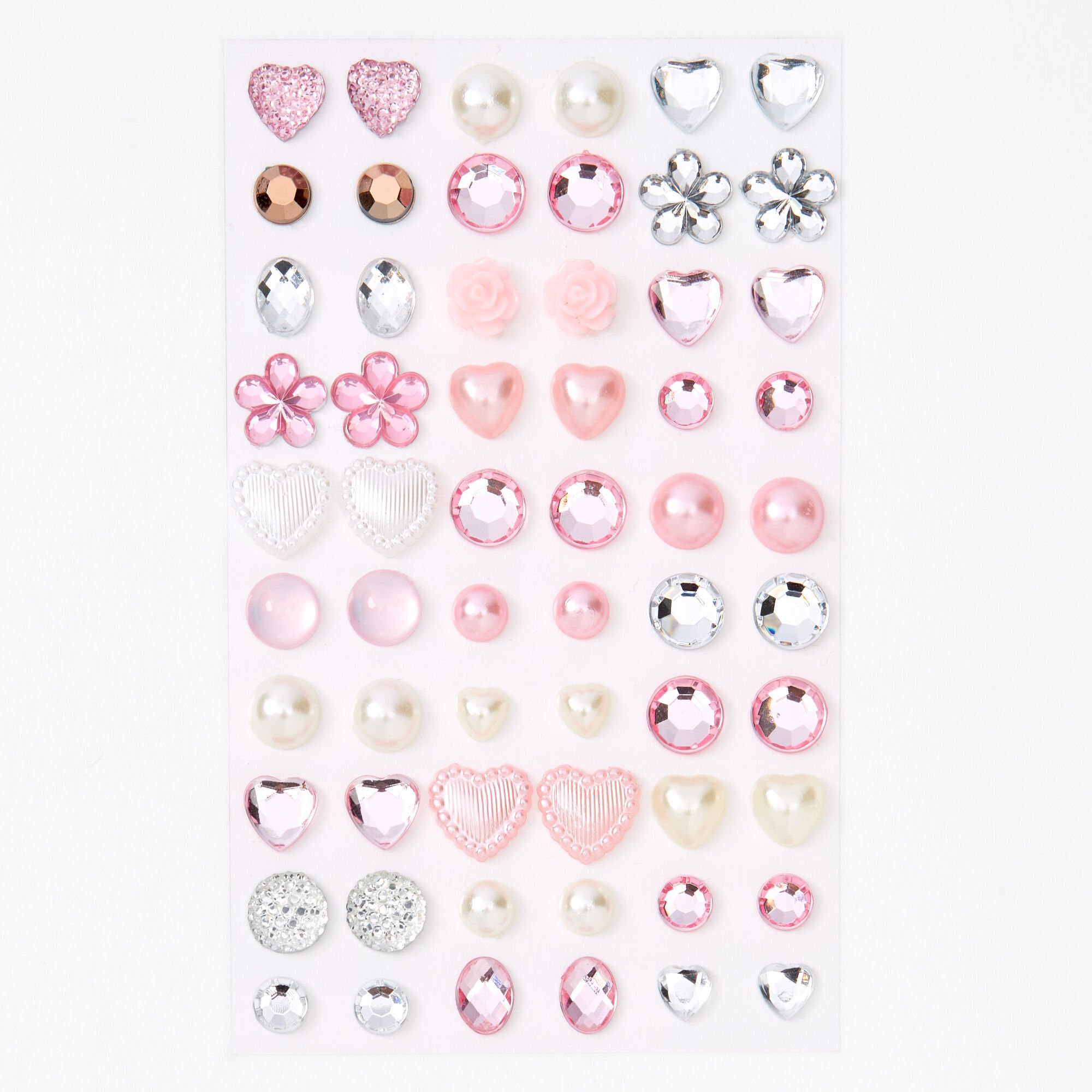Claire s Club Pretty Pink Stick On Earrings 30 Pack Claire s US