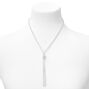 Silver Beaded Rhinestone Y-Neck Pendant Necklace,