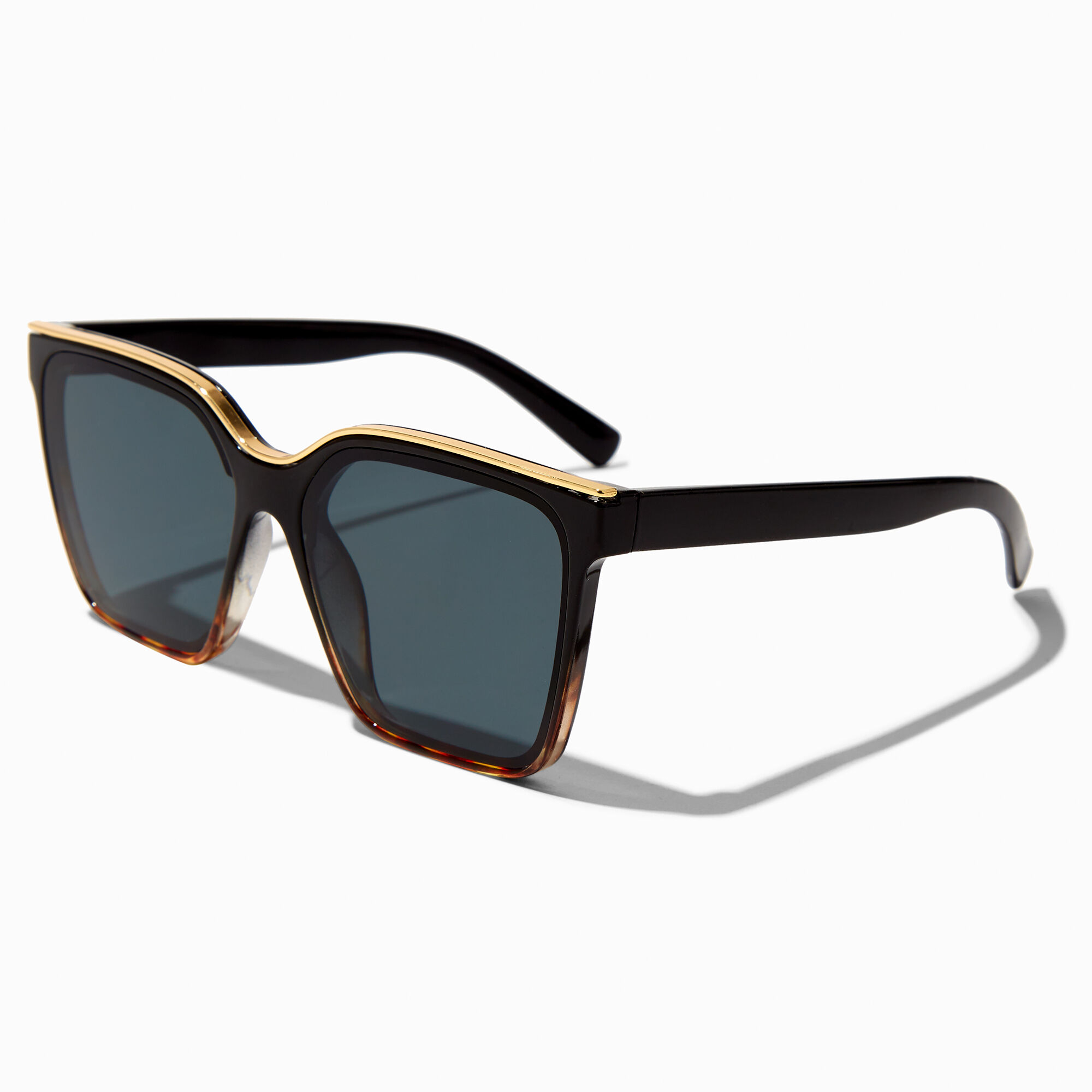 Tortoiseshell Gold Rim Black Square Sunglasses