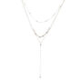Silver Tone Fireball &amp; White Faux Pearl Y Necklace,