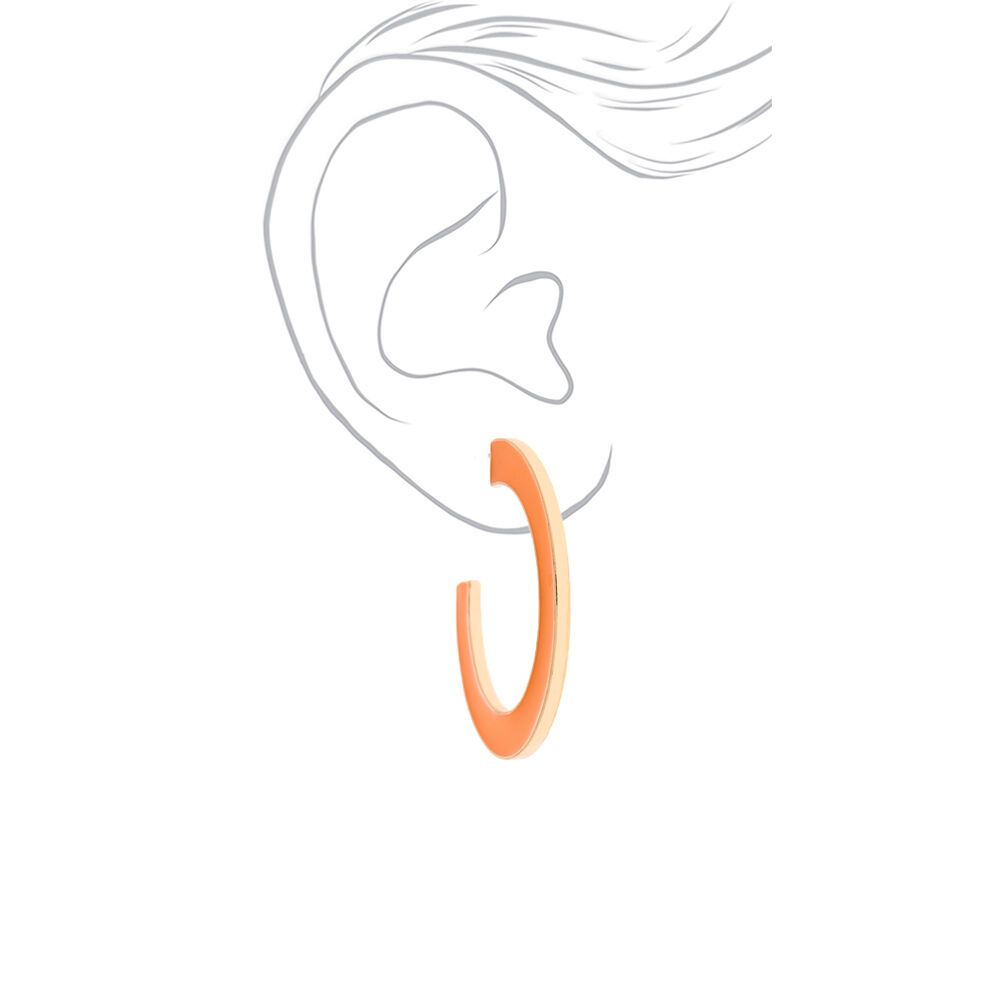 Gold 45MM Enamel Hoop Earrings - Orange,