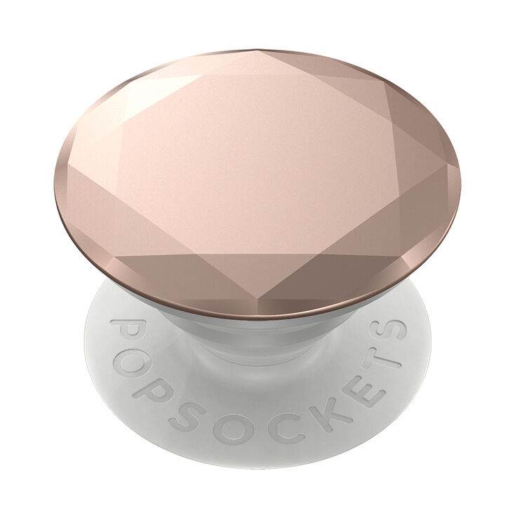 PopSocket PopGrip en forme de diamant m&eacute;tallis&eacute; couleur dor&eacute; rose,