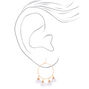 Gold 1.5&quot; Flower Hoop Drop Earrings - White,