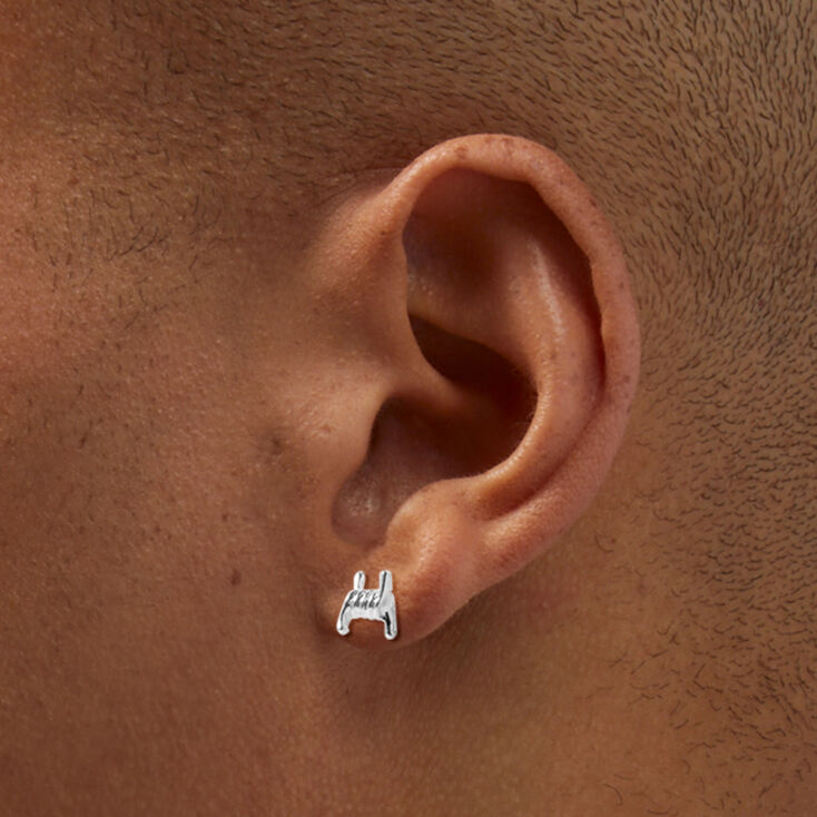 Silver-tone Barbed Wire Stud Earrings,