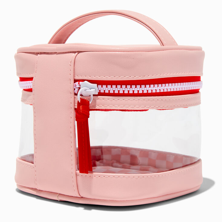 Pink Checkered Square Makeup Bag,