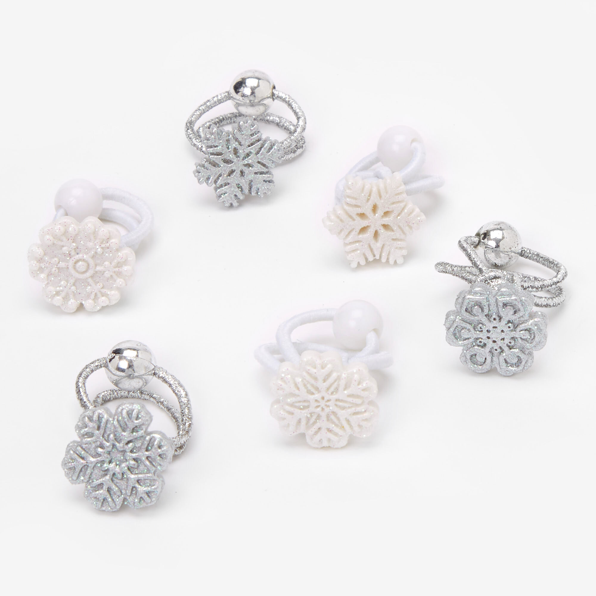 Claire's Club Glitter Snowflake Hair Bobbles - 6 Pack,