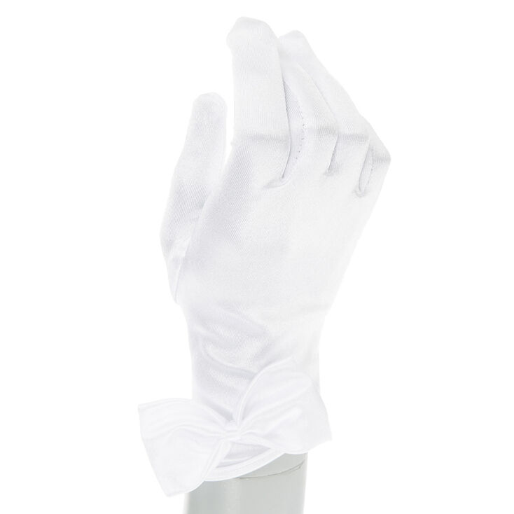 Gants de satin blancs avec noeud,