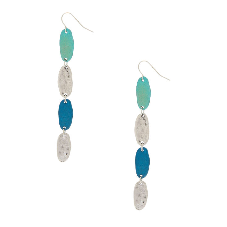 Claire's Pendantes linéaires avec patine bleue 8 cm couleur argenté