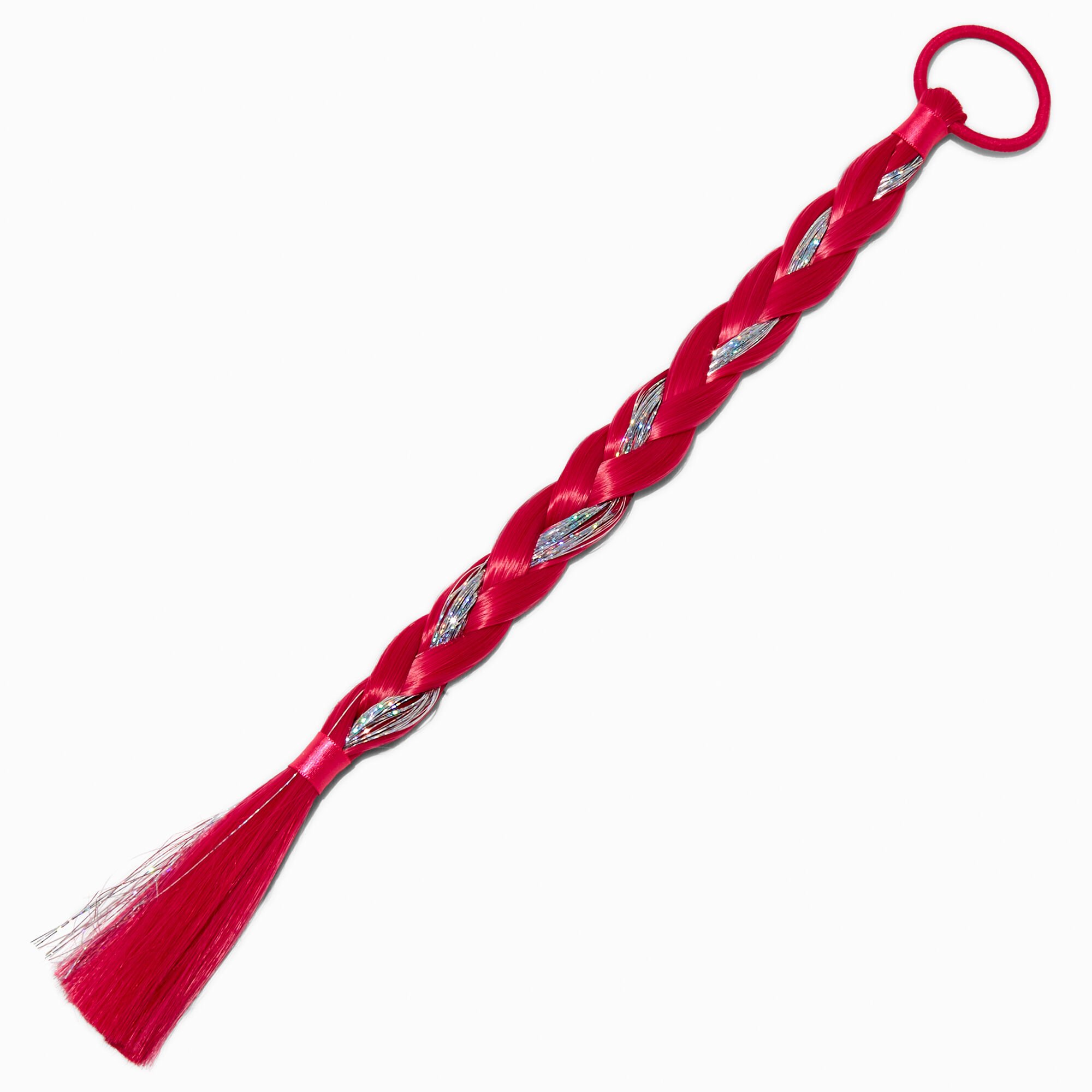 Claire's Club Hot Pink Tinsel Faux Hair Tie,