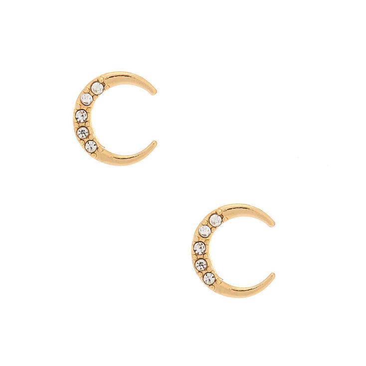 Gold Half Moon Stud Earrings,