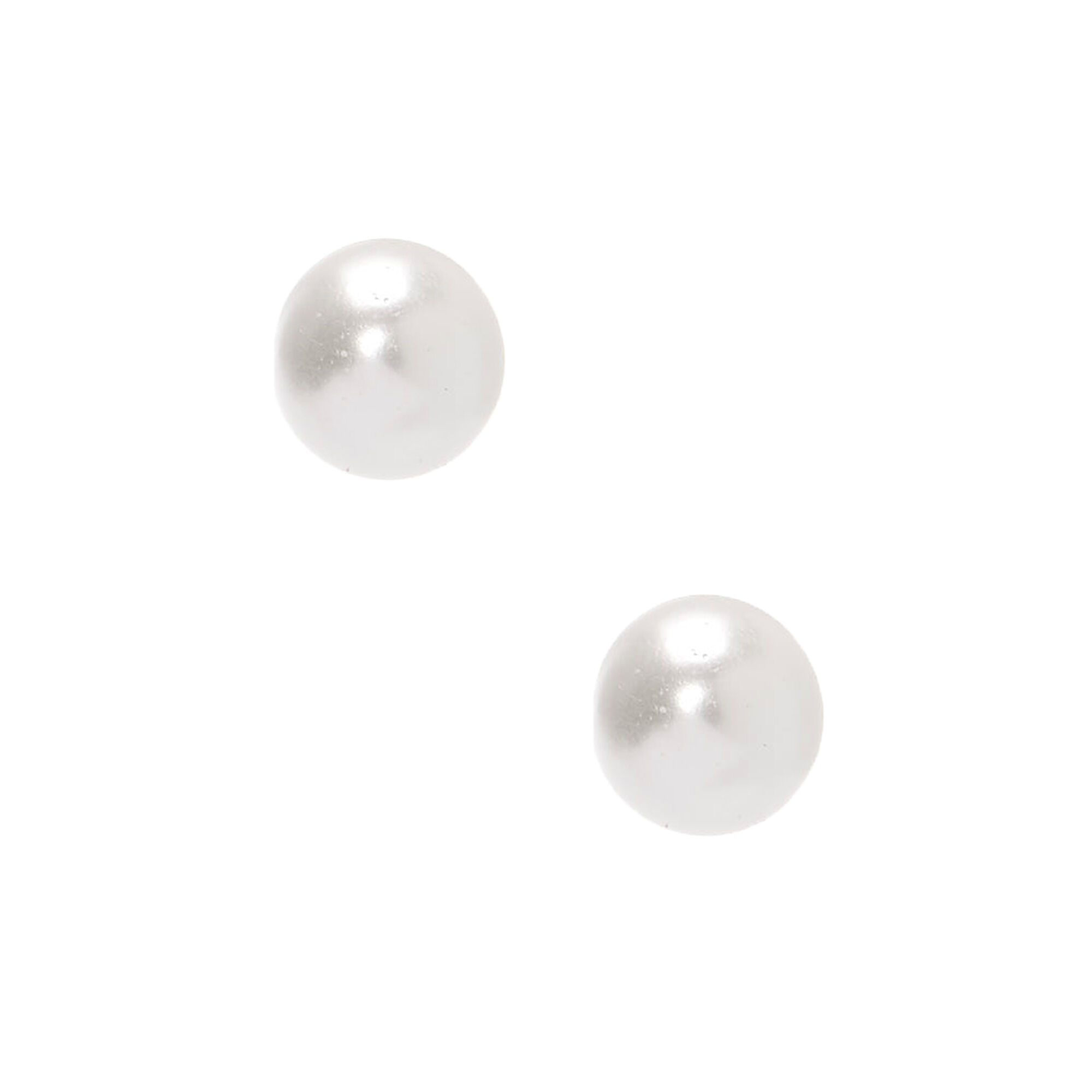 View Claires 4MM Glass Pearl Stud Earrings Silver information