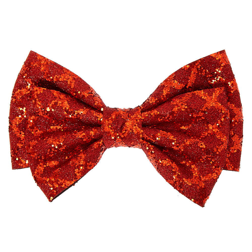 Christmas Glitter Hair Bow Clip - Red,