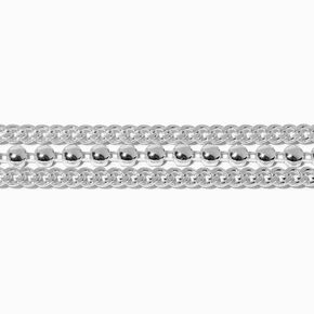 Silver-tone Pyramid Chain Multi-Strand Bracelet,