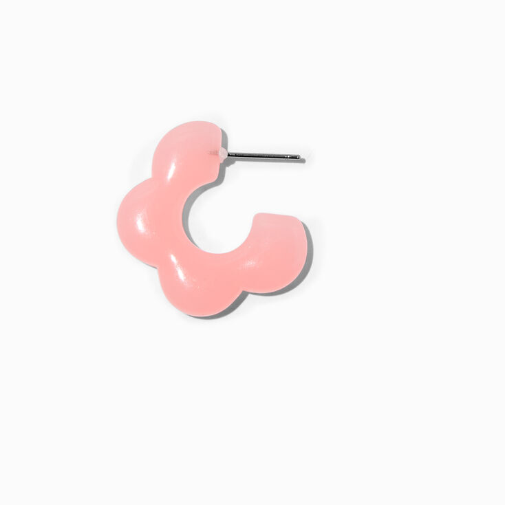 Pink Flower 30MM Hoop Earrings