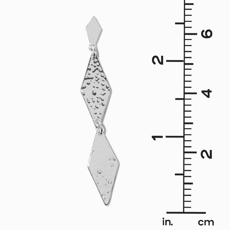 Silver-tone Textured Diamond 2.5&quot; Linear Drop Earrings,