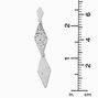 Silver-tone Textured Diamond 2.5&quot; Linear Drop Earrings,