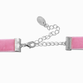 Pink Velvet Pearl Bow Pendant Choker Necklace ,