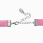 Pink Velvet Pearl Bow Pendant Choker Necklace ,