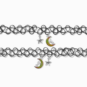 Best Friends Mood Moon Tattoo Choker Necklaces - 2 Pack,