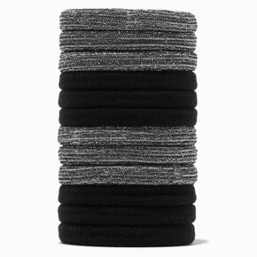 Black Lurex Rolled Hair Ties - 12 Pack ,