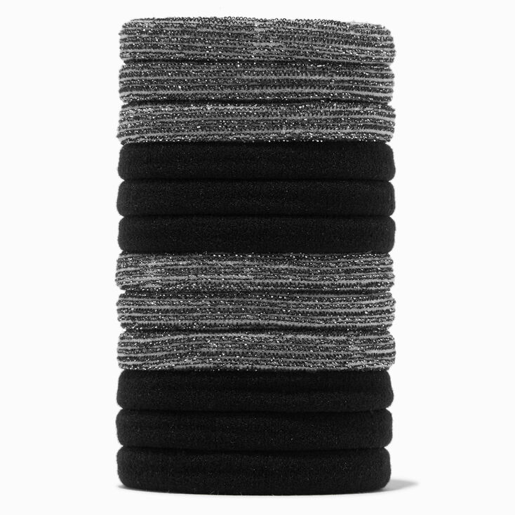 Black Lurex Rolled Hair Ties - 12 Pack ,