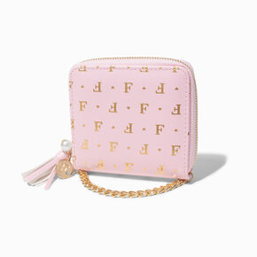 Golden Initial Chain-Strap Wallet - F,