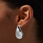 Silver-tone Large Bean 1&quot; Drop Earrings,