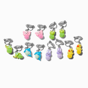 Critter Pom Pom Clip-On Drop Earrings - 6 Pack,