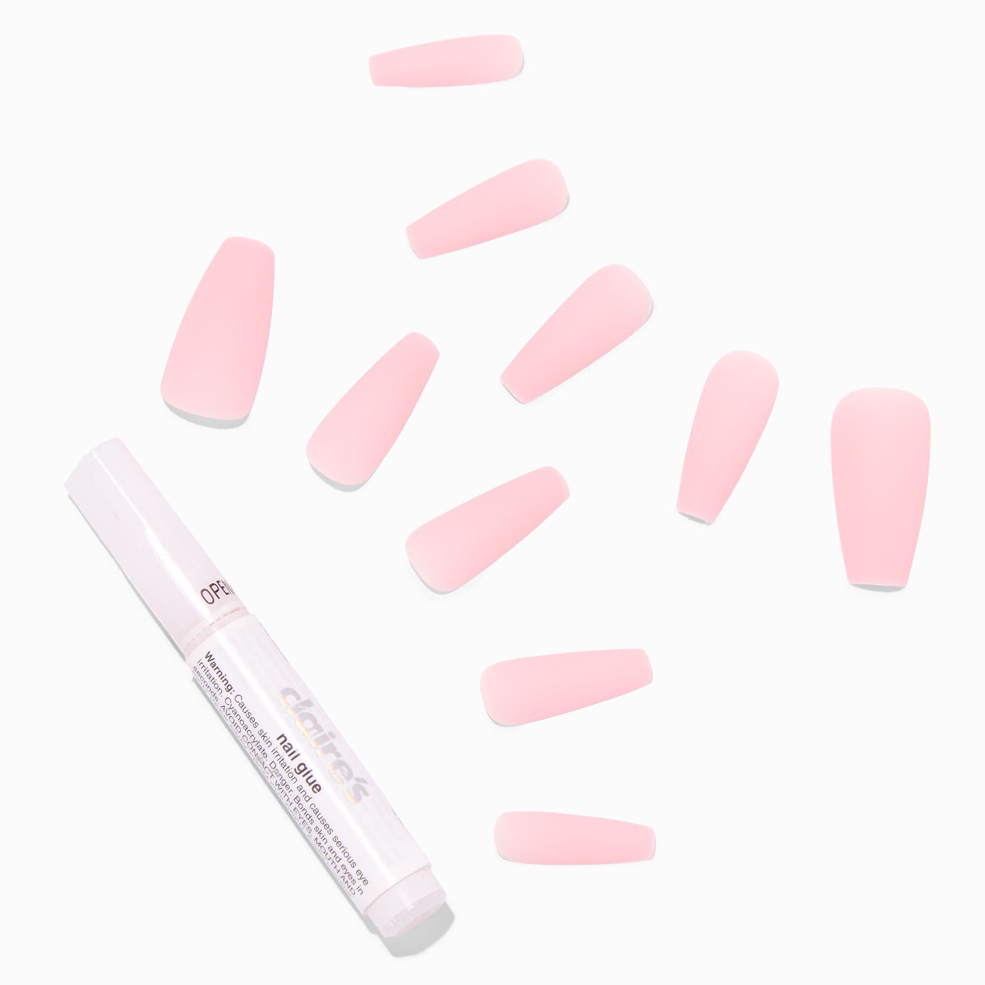 Matte Pink Squareletto Vegan Faux Nail Set - 24 Pack