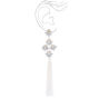 5&quot; Tassel Crystal Clip On Drop Earrings - White,