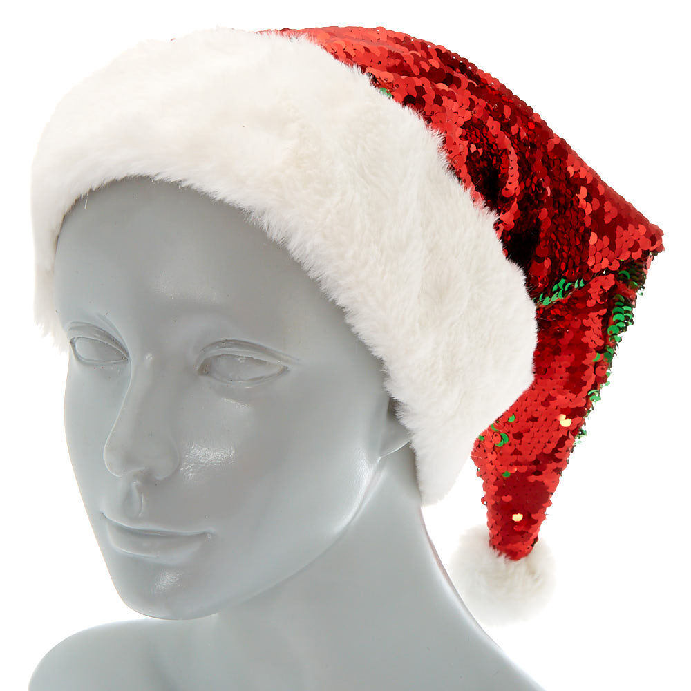 Bonnet de Père Noël à sequins réversibles,