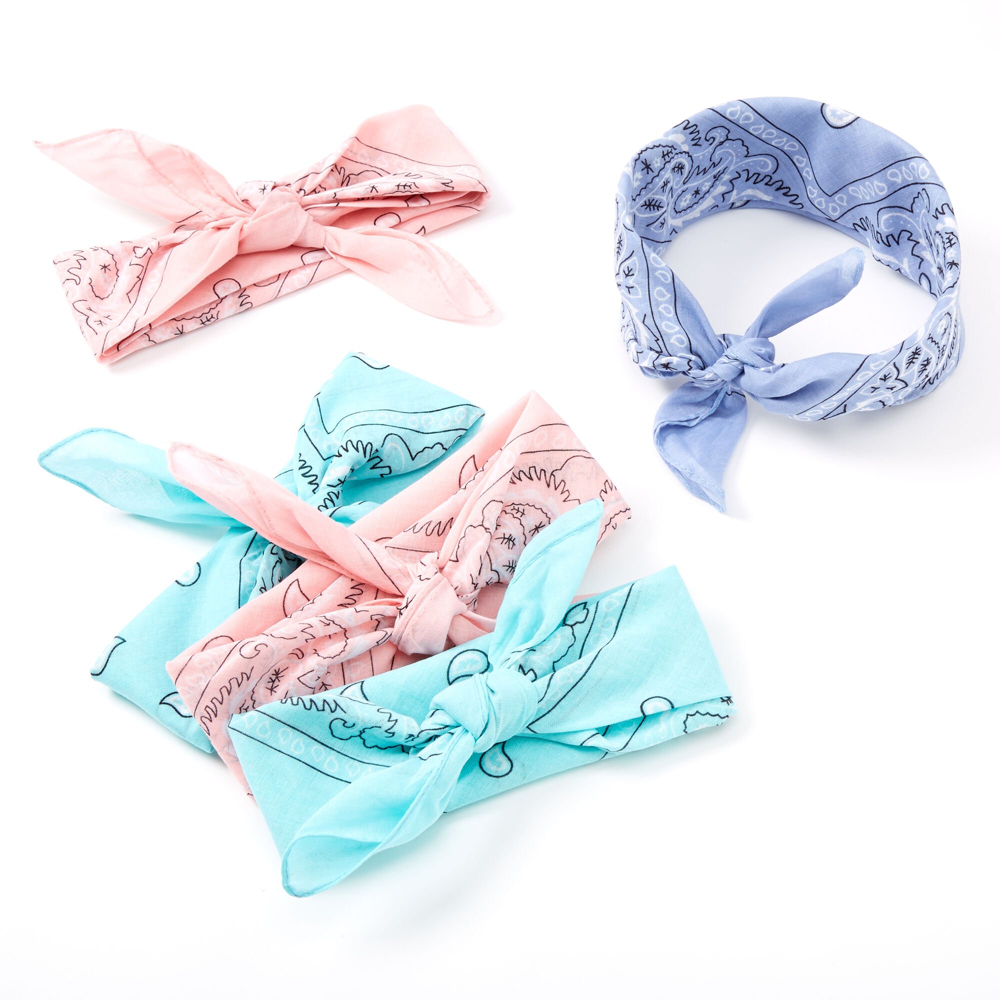 Pastel Paisley Bandana Headwraps - 5 Pack,
