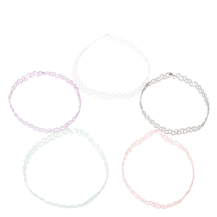 Pastel Tattoo Choker Necklaces - 5 Pack,