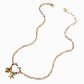 Rainbow Heart Charm Pendant Necklace,